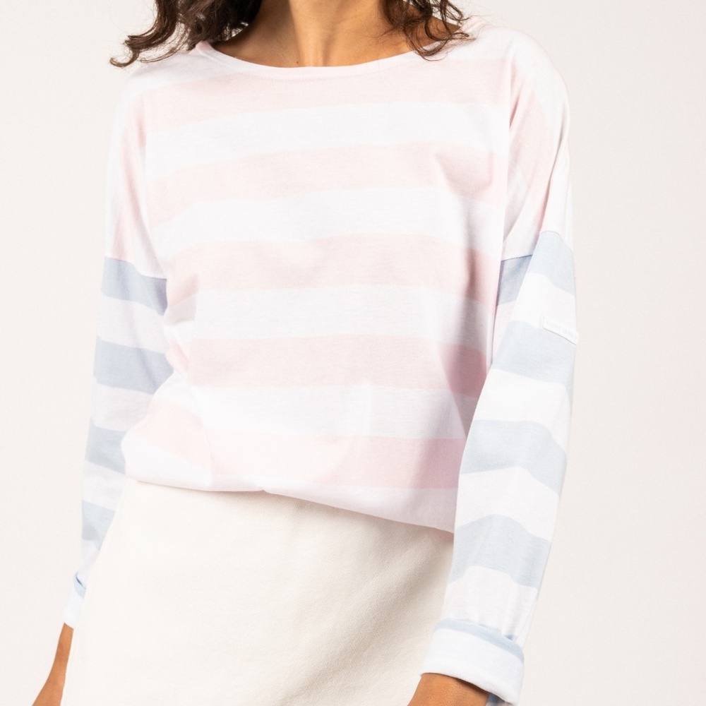 Saint James Carteret Cotton Long Sleeve Blue Pink White